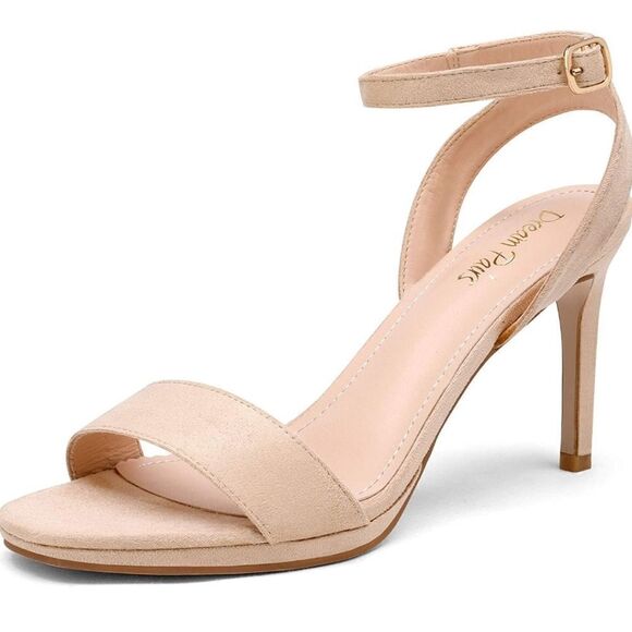 New Size 10 Dream Pairs Nude Stecy1 High Heel Stiletto Open Toe Pump Dress Shoes - Picture 1 of 11